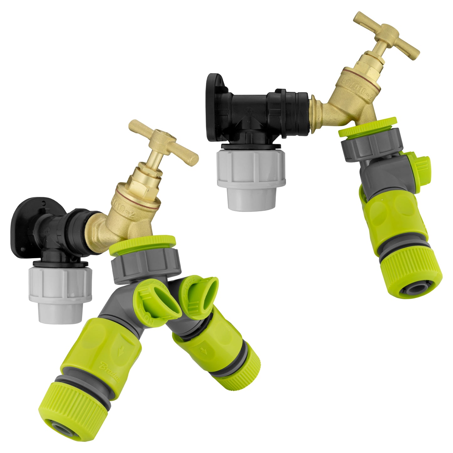 AP Supplies Wall Flange Kit 32mm MDPE + Brass Bib Tap + Two Way Splitter + Connectors