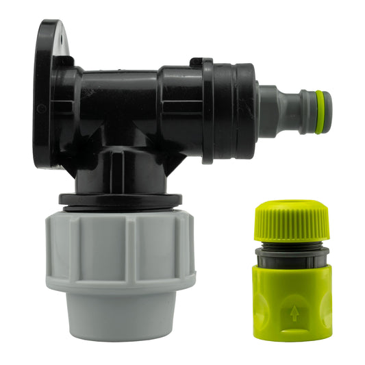 Wall Flange Kit 25mm MDPE + Male Click Lock + Hose Connector for Water Connector