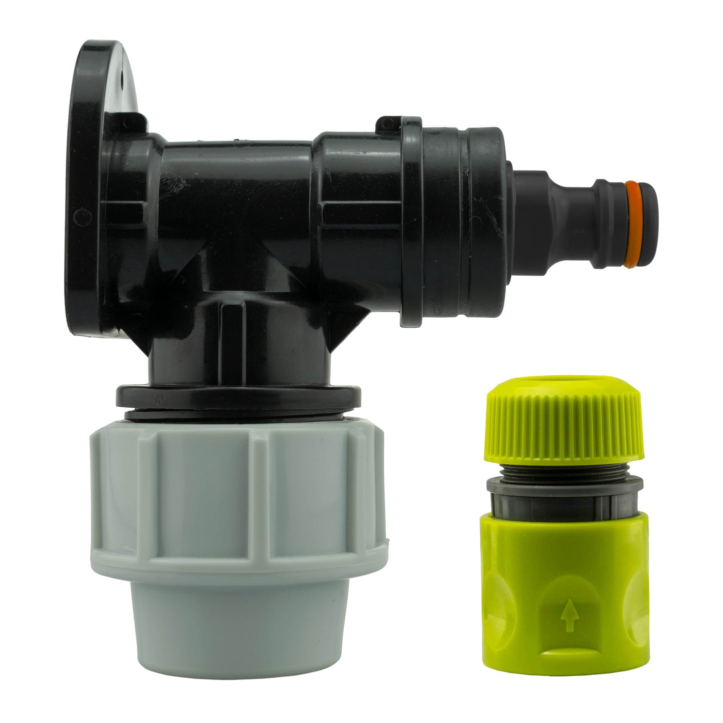 AP Supplies Wall Flange Kit 32mm MDPE + Male Click Lock + Hose Connector