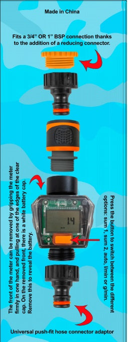 Water Flow Meter Black Orange Drip Irrigation Fitting Garden Irrigation Kit
