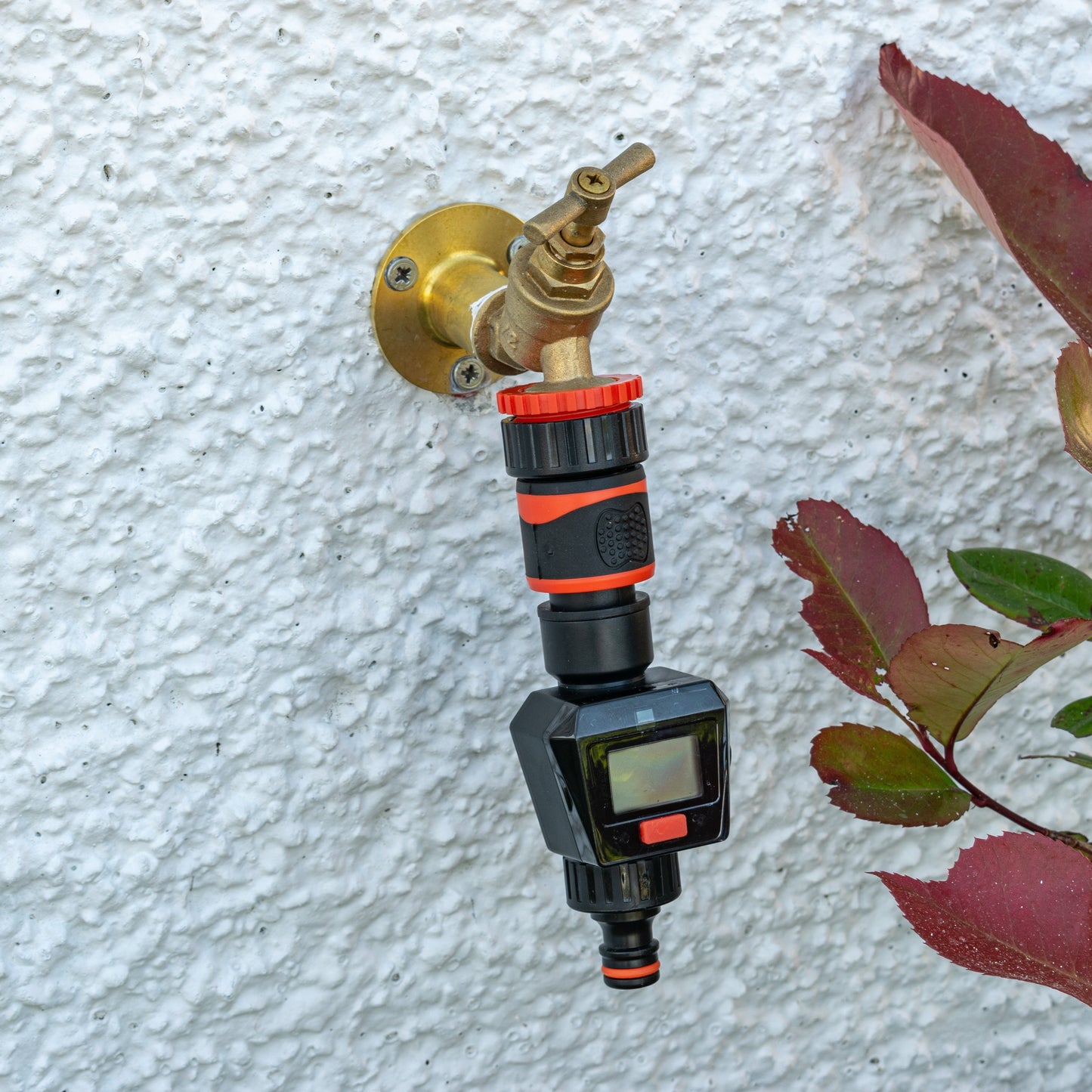Water Flow Meter Black Orange Drip Irrigation Fitting Garden Irrigation Kit