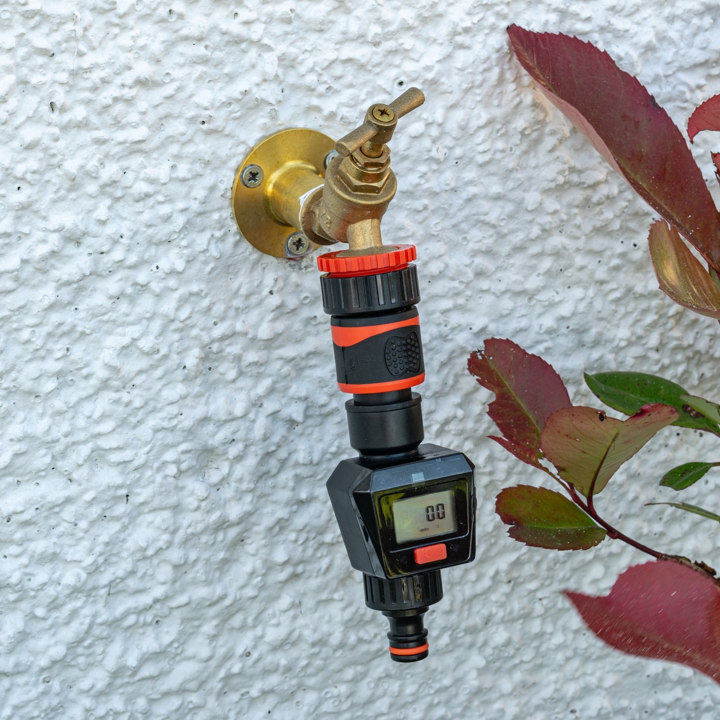 Water Flow Meter Black Orange Drip Irrigation Fitting Garden Irrigation Kit