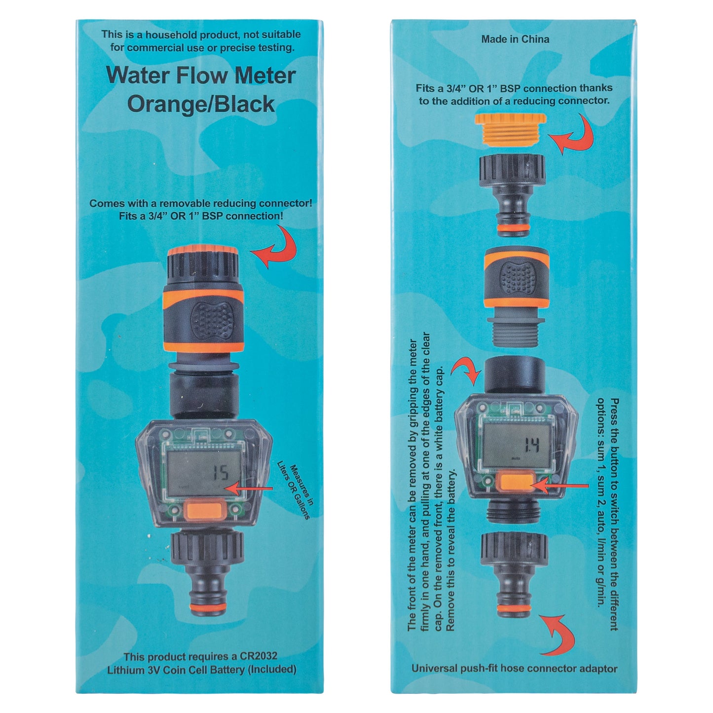 Water Flow Meter Black Orange Drip Irrigation Fitting Garden Irrigation Kit