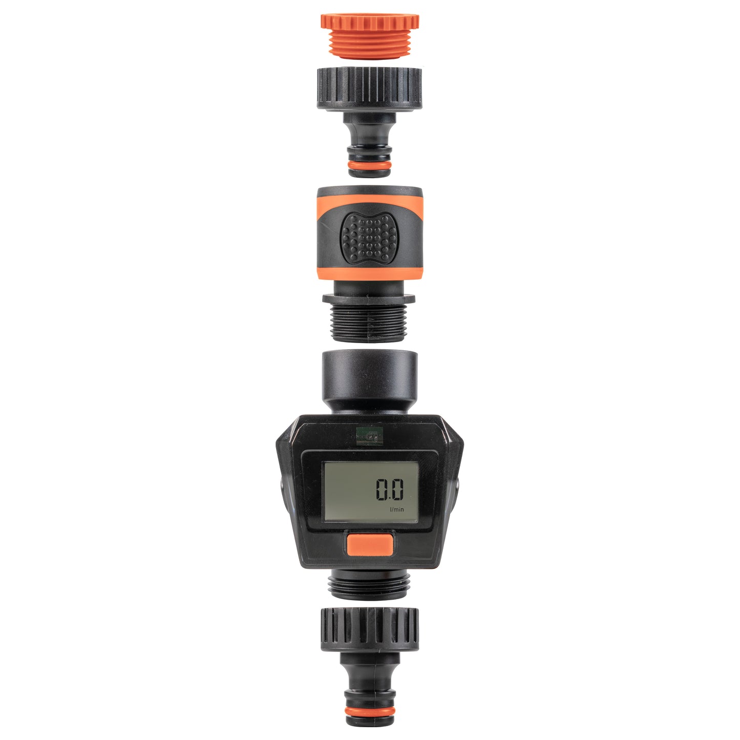 Water Flow Meter Black Orange Drip Irrigation Fitting Garden Irrigation Kit