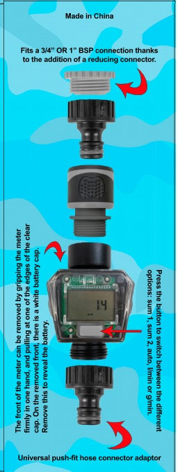 Water Flow Meter Gray Drip Irrigation Fitting Garden Irrigation Kit