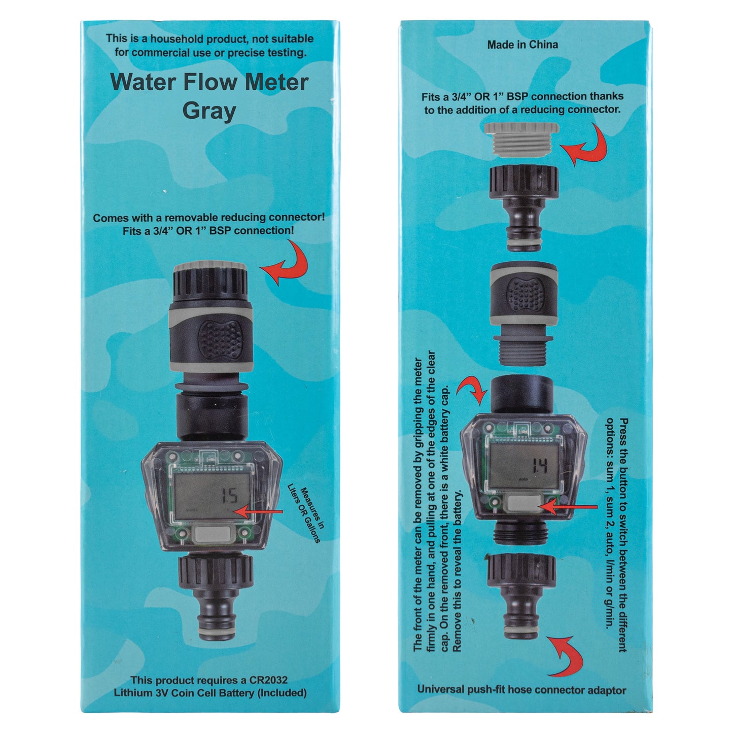 Water Flow Meter Gray Drip Irrigation Fitting Garden Irrigation Kit