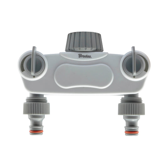 White Line Solid 2-Way Manifold with 1in or 3/4in Tap Valves for Water Connector