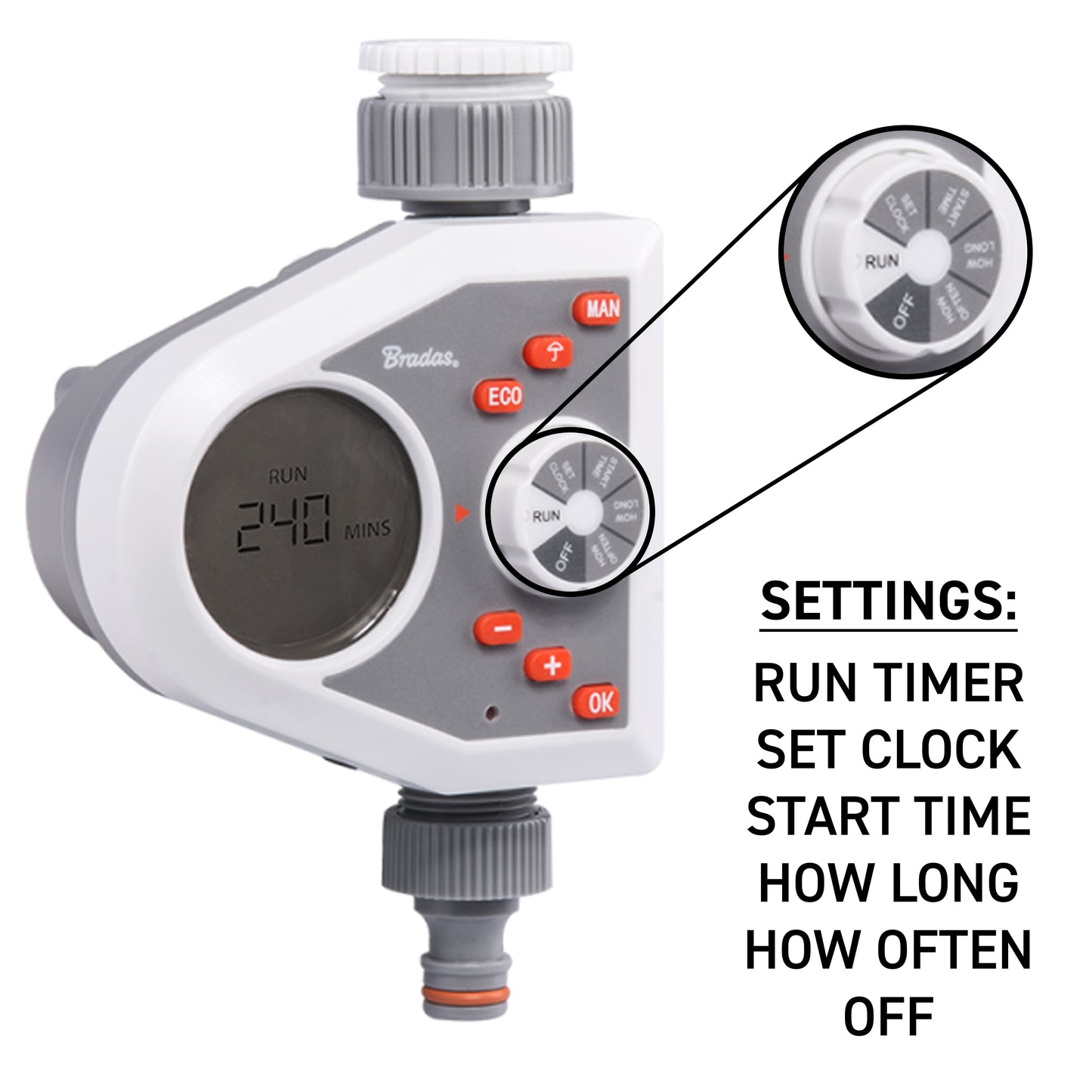 White Line 1-Way Electronic Control Water Timer Garden Hose Pipe Water Connector