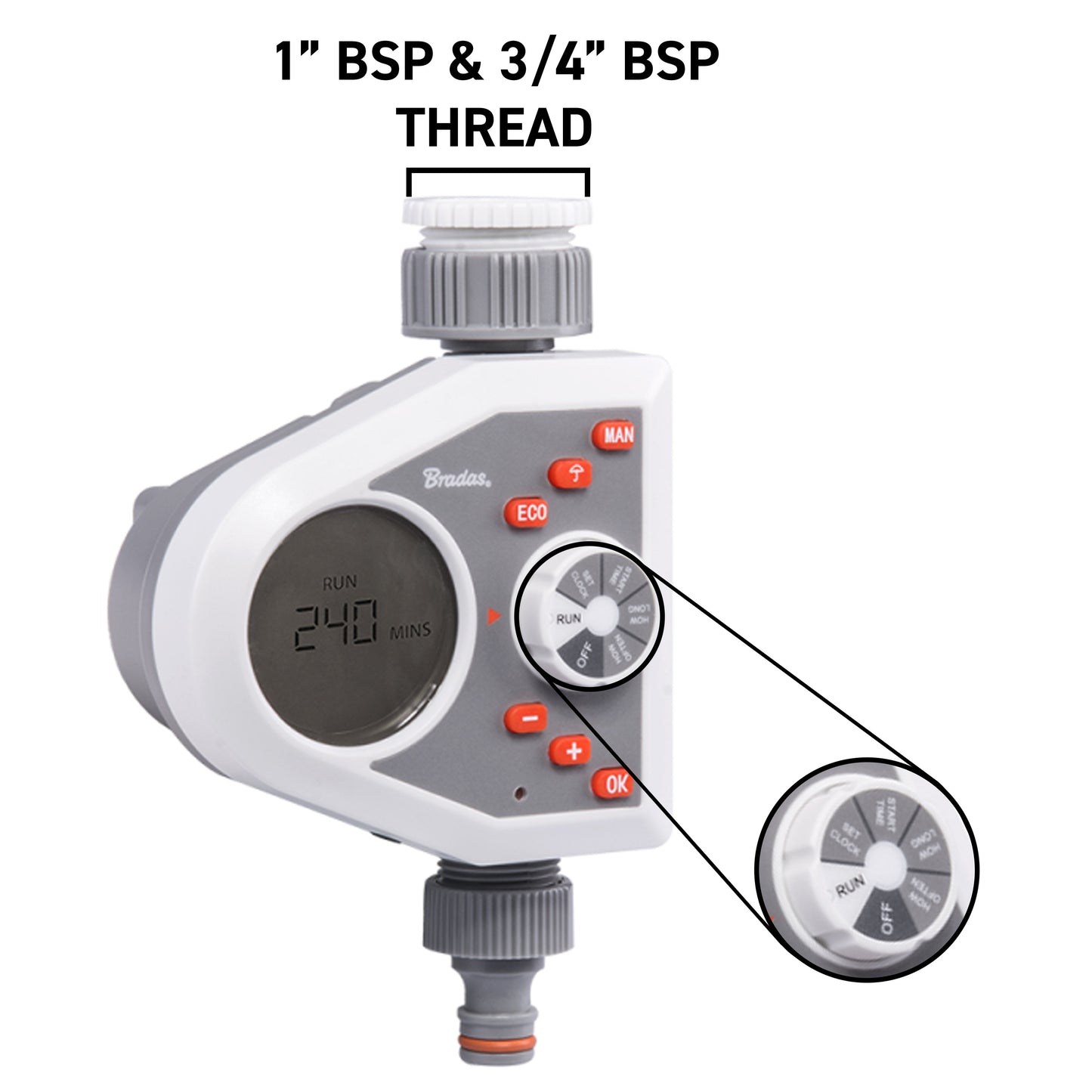 White Line 1-Way Electronic Control Water Timer Garden Hose Pipe Water Connector