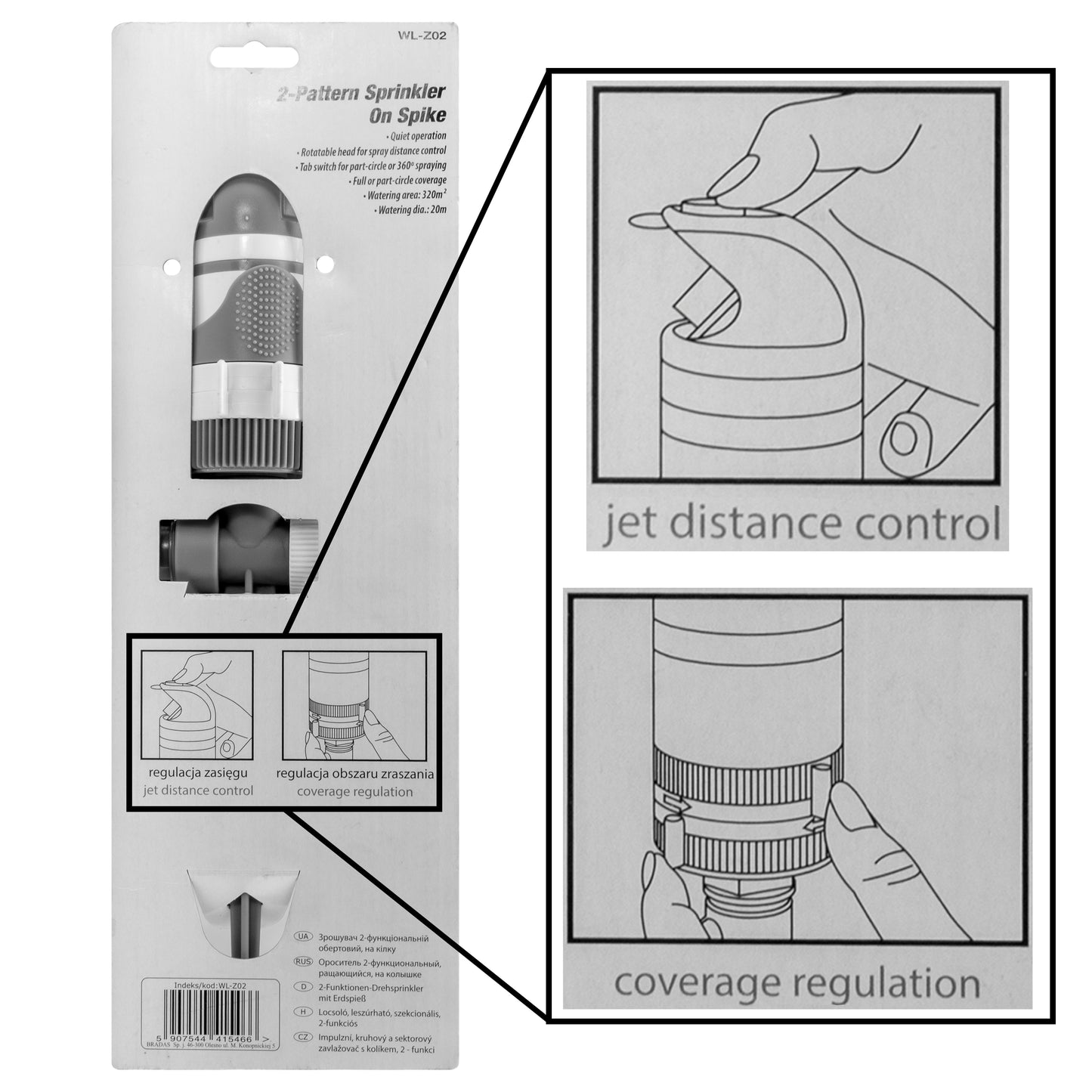2-Pattern Gear Drive Sprinkler White Line Lawn Sprinkler Drip Irrigation Fitting