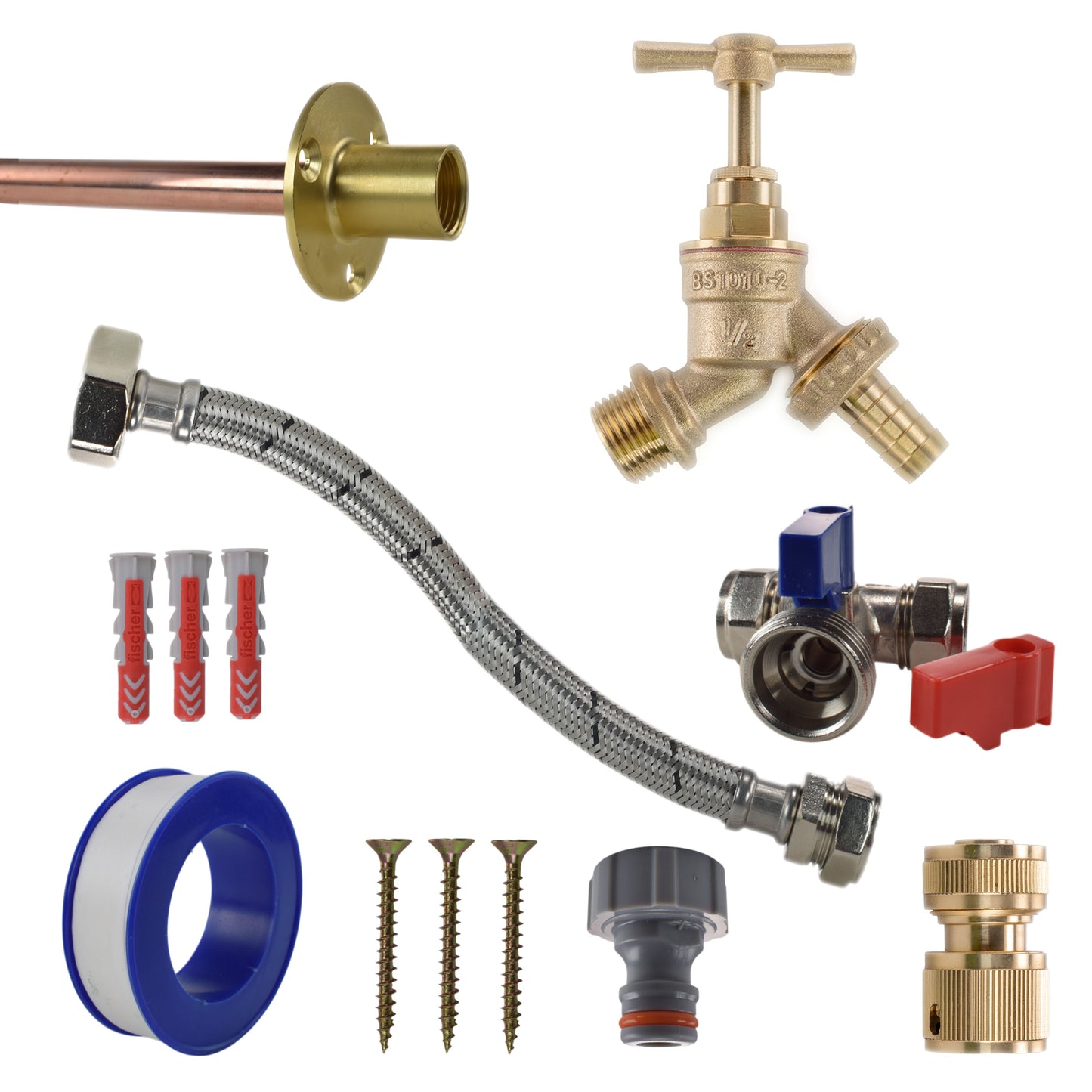 AP Supplies Brass Barbed Bib Tap STANDARD Connection Kit - Kit with Black/Orange Hose Connector