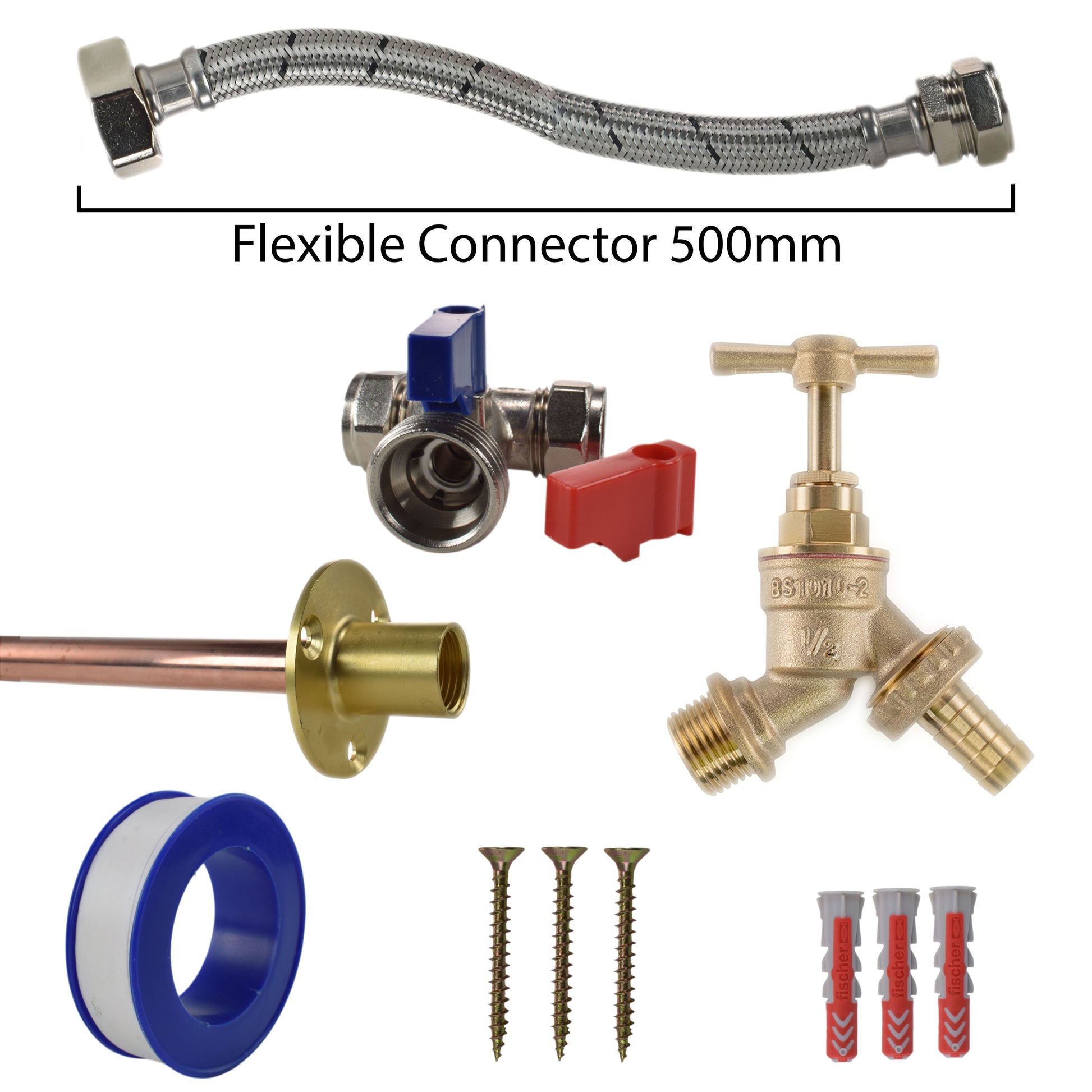 AP Supplies Brass Barbed Bib Tap STANDARD Connection Kit - Kit with Lime Line Hose Connector