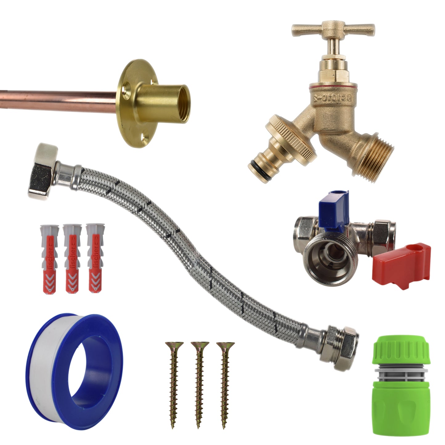 AP Supplies Brass Quick Connect Bib Tap STANDARD Connection Kit - Kit with Black/Yellow Hose Connector