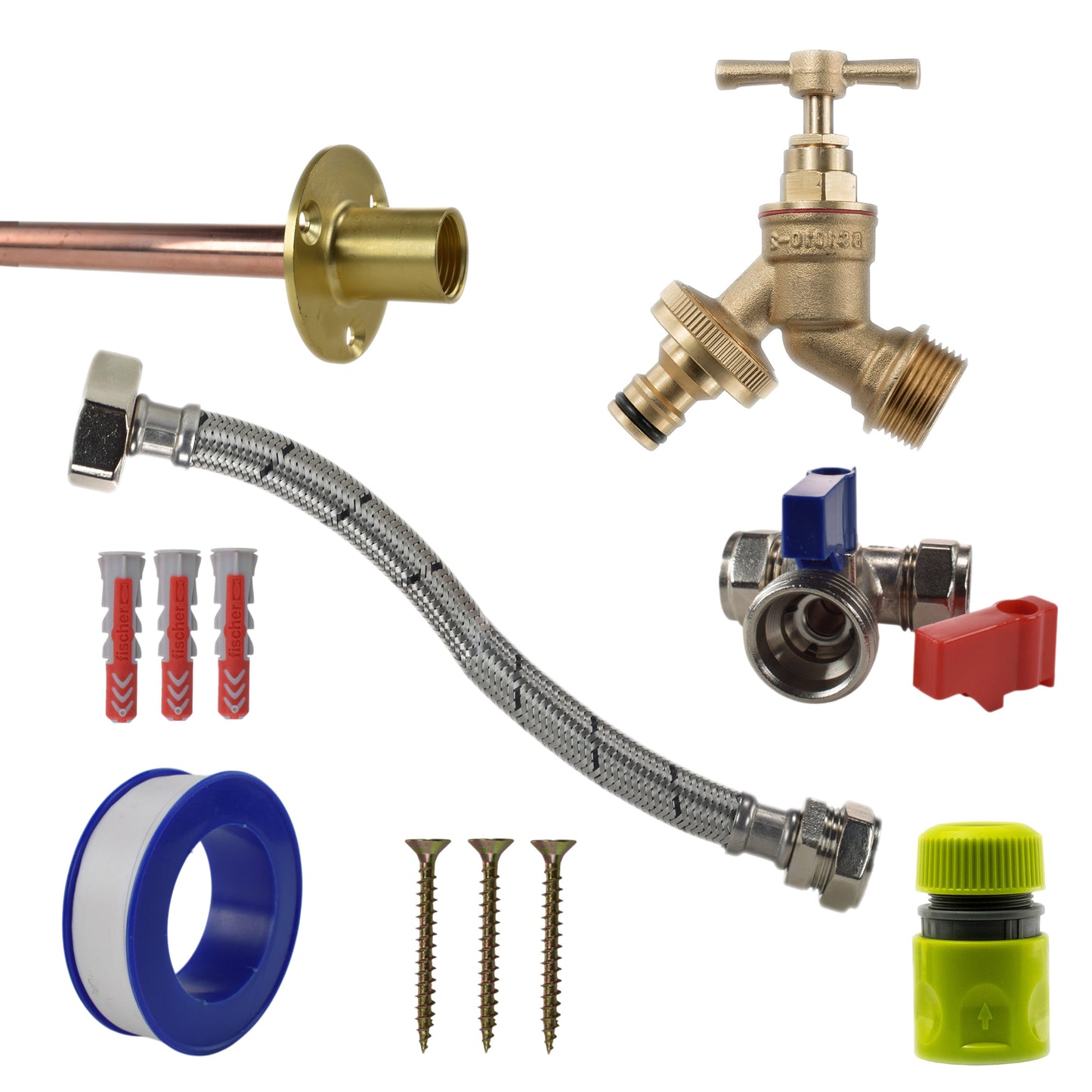 AP Supplies Brass Quick Connect Bib Tap STANDARD Connection Kit - Kit with Black/Orange Hose Connector