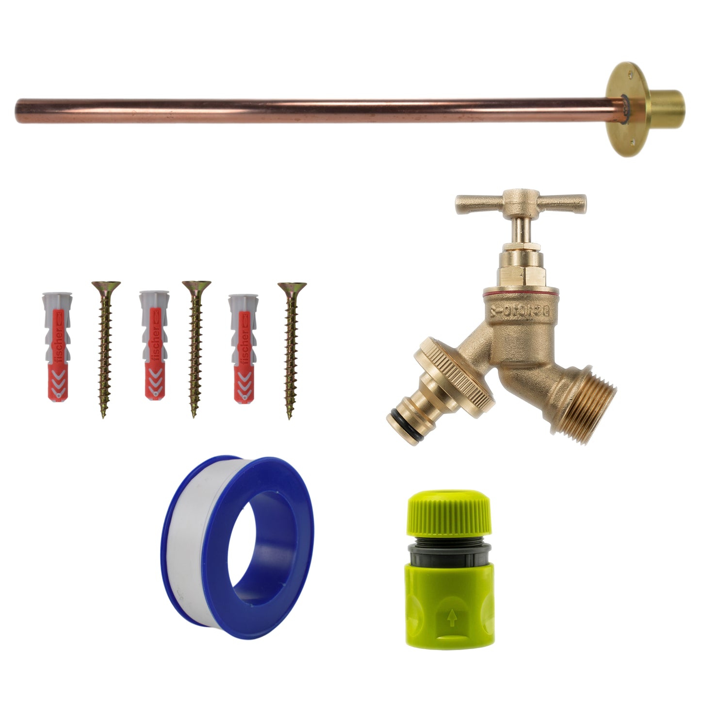 AP Supplies Brass Quick Connect Bib Tap BASIC Connection Kit - Kit with Black/Yellow Hose Connector
