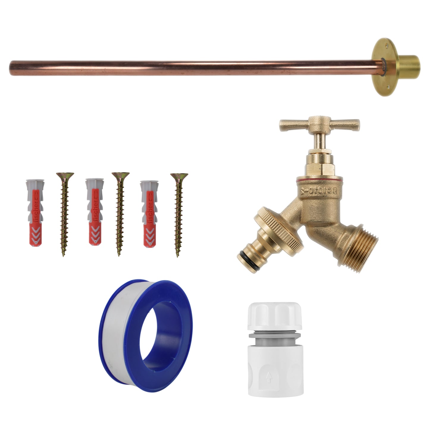 AP Supplies Brass Quick Connect Bib Tap BASIC Connection Kit - Kit with Black/Orange Hose Connector
