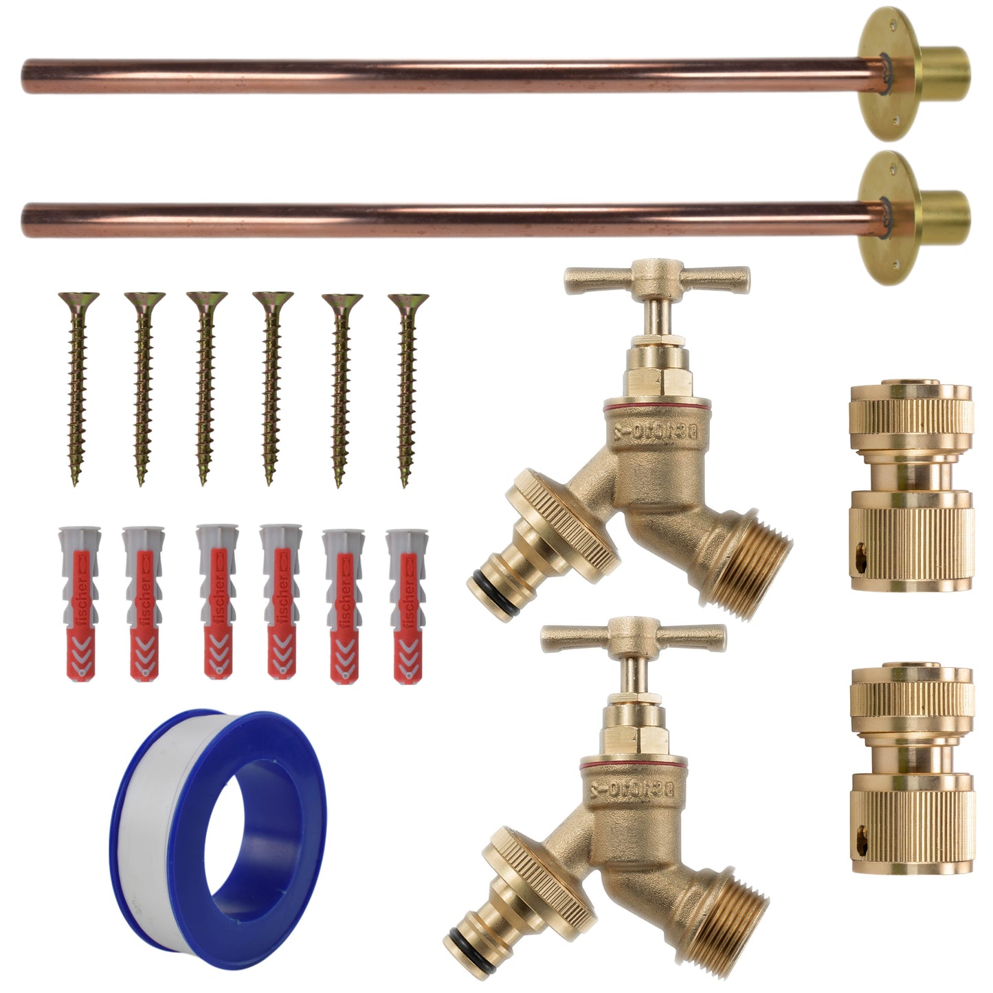 AP Supplies Brass Quick Connect Bib Tap BASIC Connection Kit x2