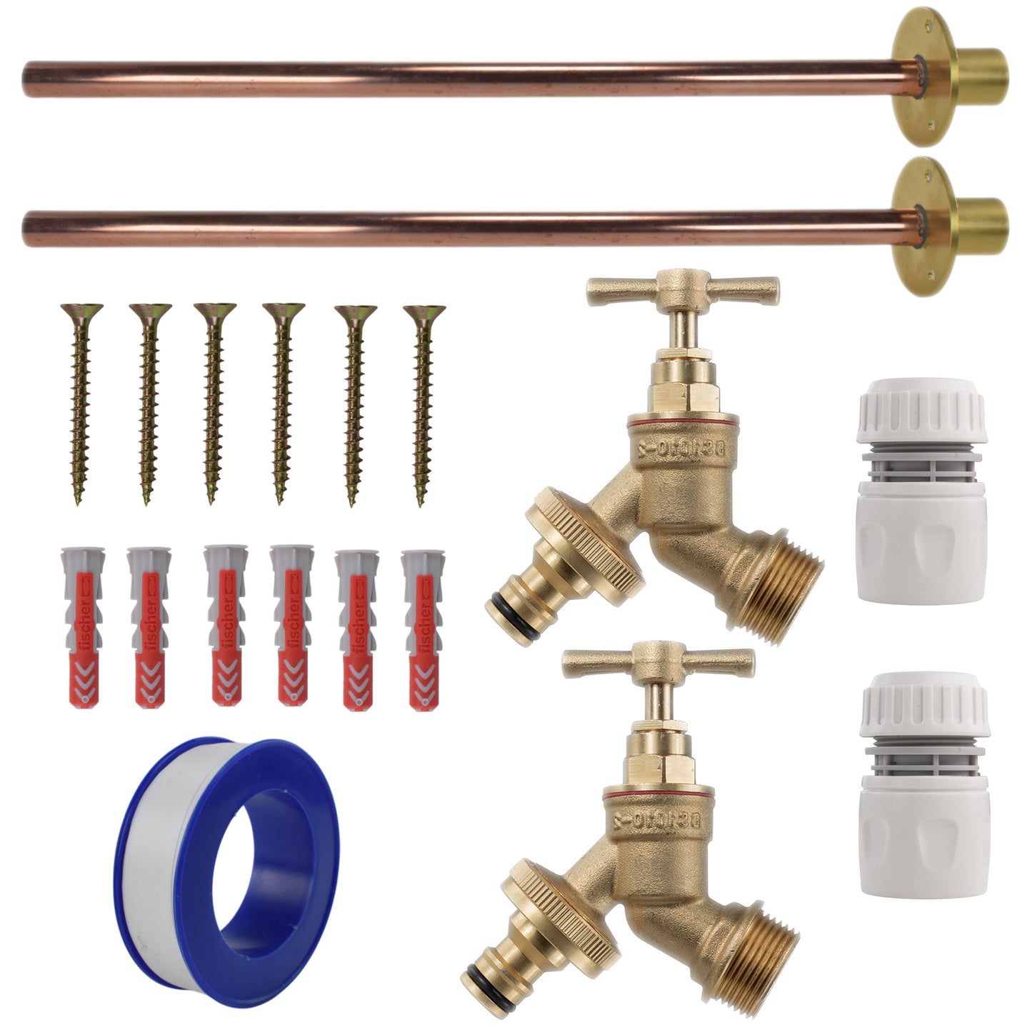 AP Supplies Brass Quick Connect Bib Tap BASIC Connection Kit x2