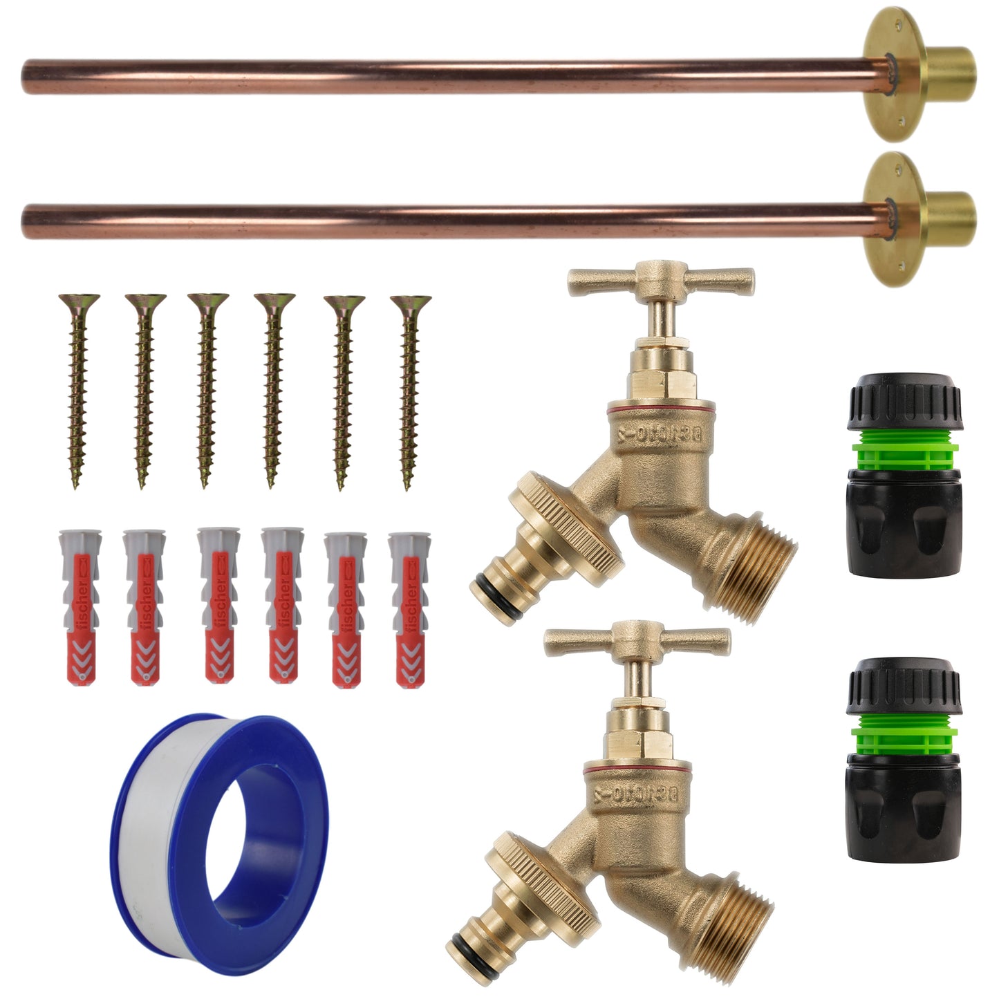 AP Supplies Brass Quick Connect Bib Tap BASIC Connection Kit x2