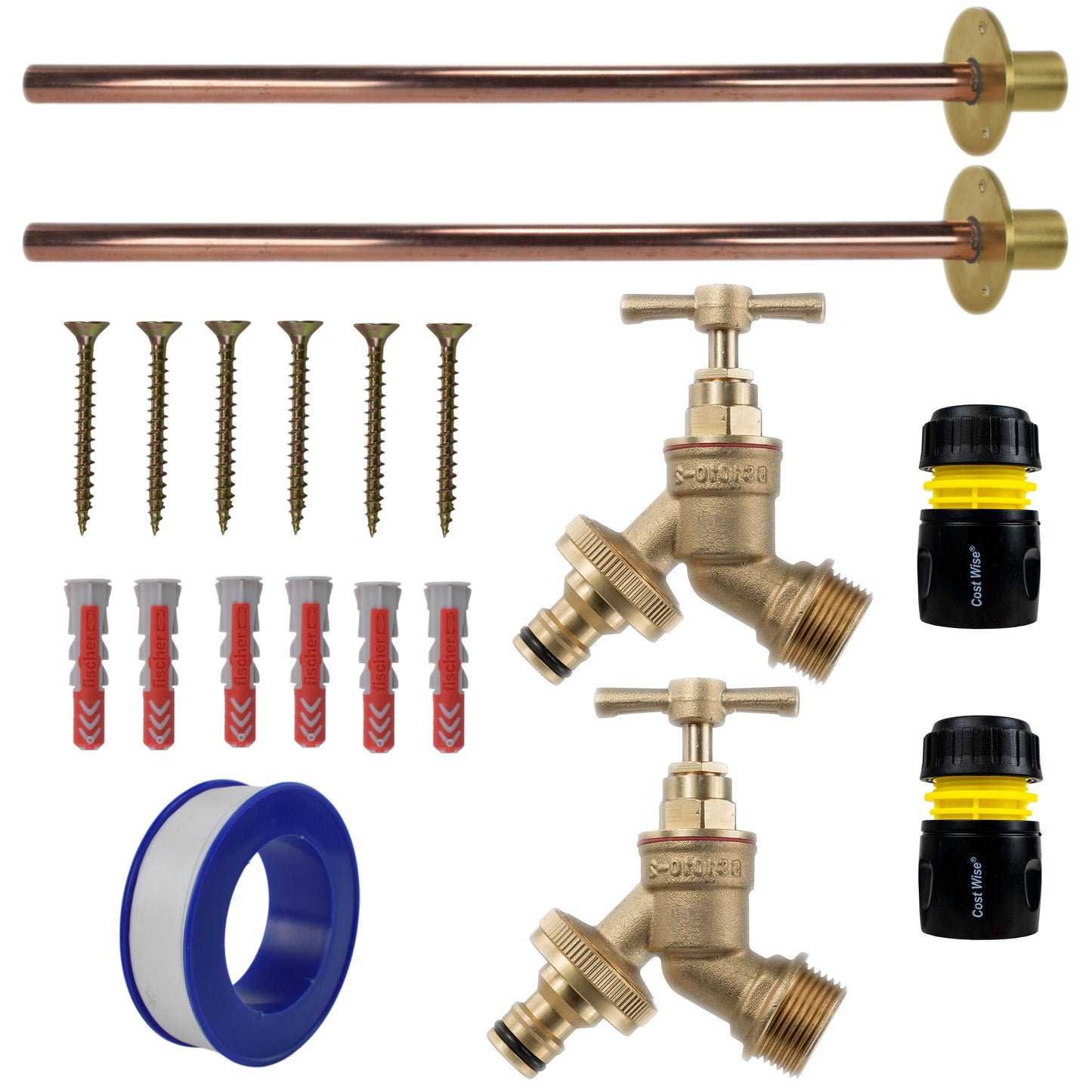 AP Supplies Brass Quick Connect Bib Tap BASIC Connection Kit x2