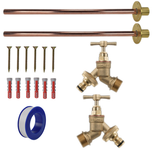 AP Supplies Brass Quick Connect Bib Tap BASIC Connection Kit x2 - Brass Quick Connect Basic Tap Kit x2