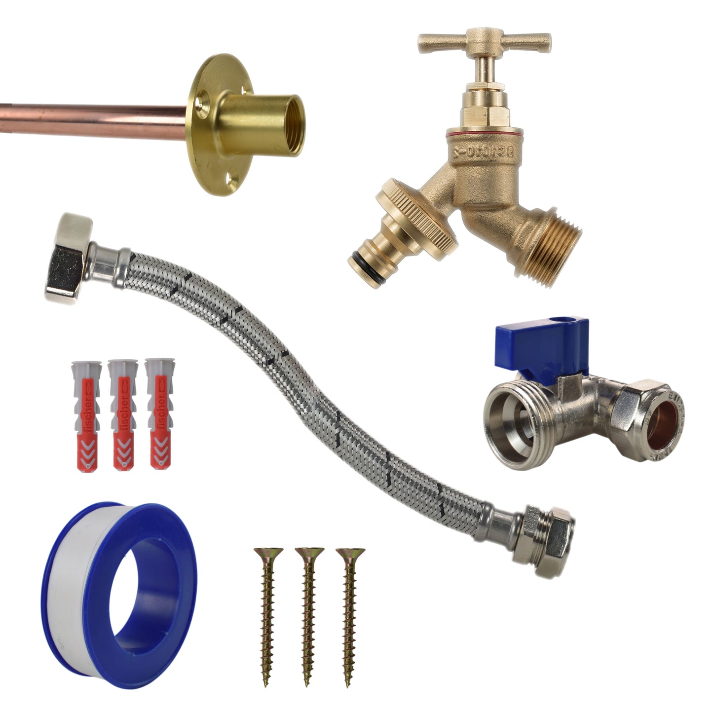 AP Supplies Brass Quick Connect Bib Tap STANDARD Connection Kit - Brass Quick Connect Standard Tap Kit