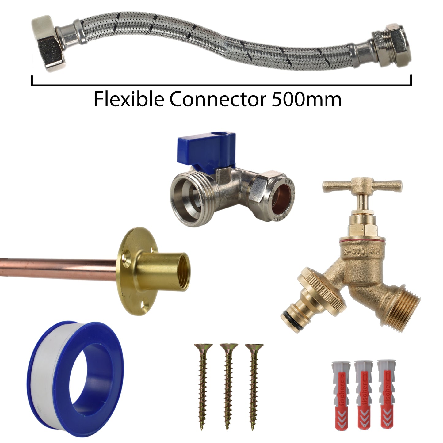 AP Supplies Brass Quick Connect Bib Tap STANDARD Connection Kit - Kit with Lime/Grey Hose Connector