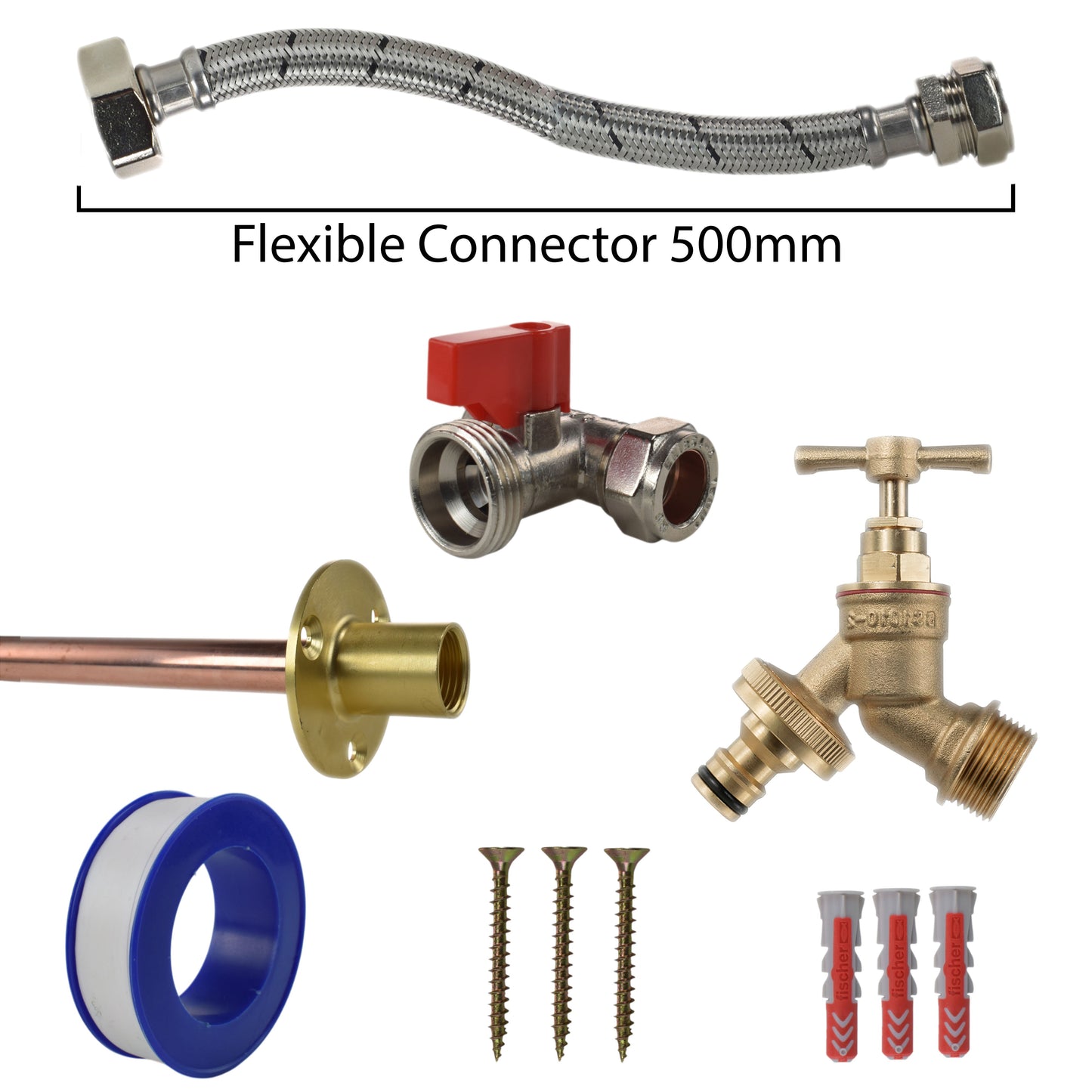 AP Supplies Brass Quick Connect Bib Tap STANDARD Connection Kit - Kit with White/Grey Hose Connector