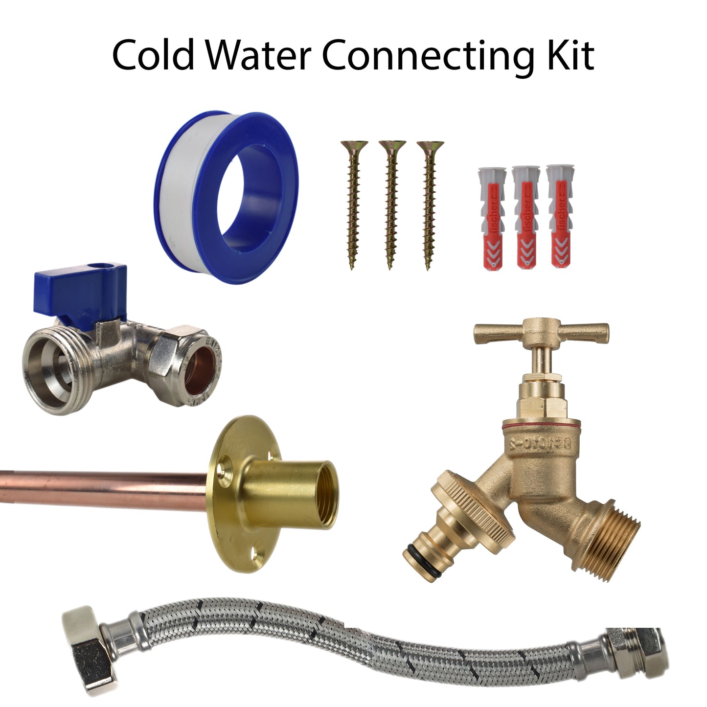 AP Supplies Brass Quick Connect Bib Tap STANDARD Connection Kit - Kit with Brass Hose Connector