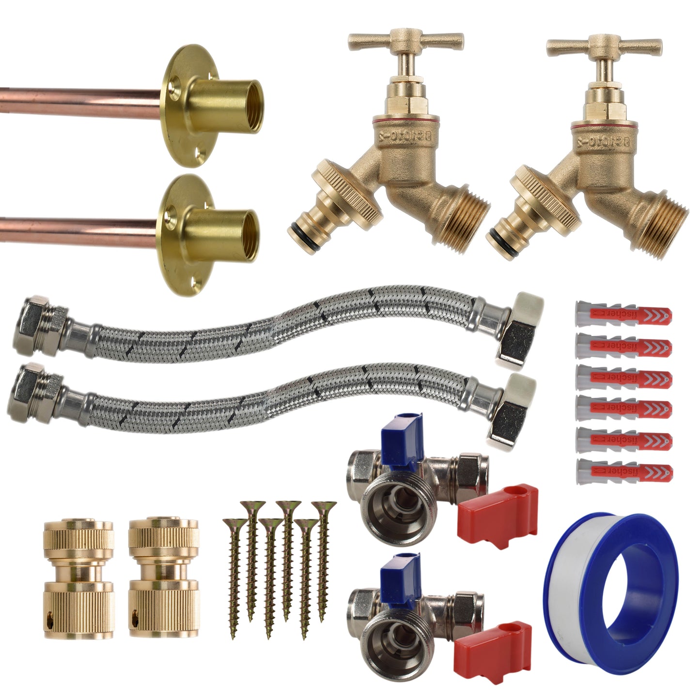 AP Supplies Brass Quick Connect Bib Tap STANDARD Connection Kit x2
