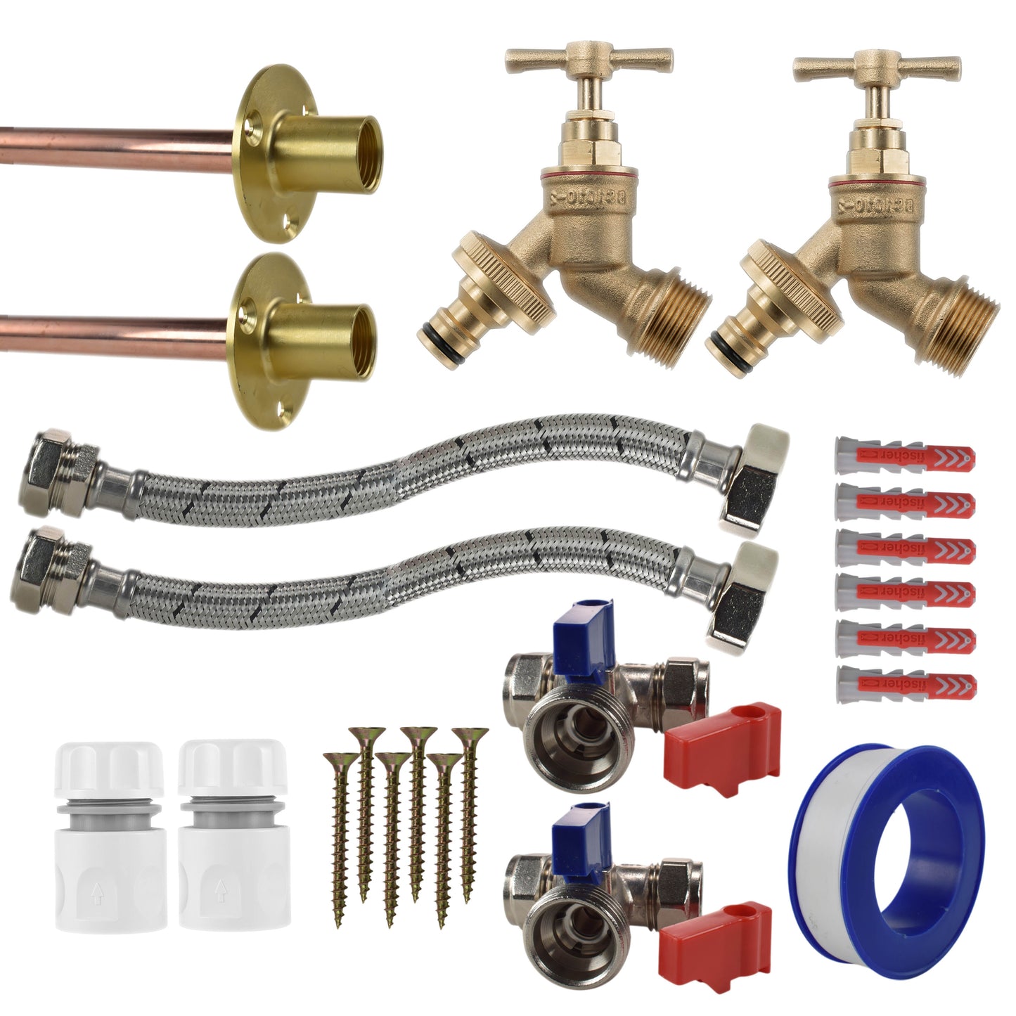 AP Supplies Brass Quick Connect Bib Tap STANDARD Connection Kit x2