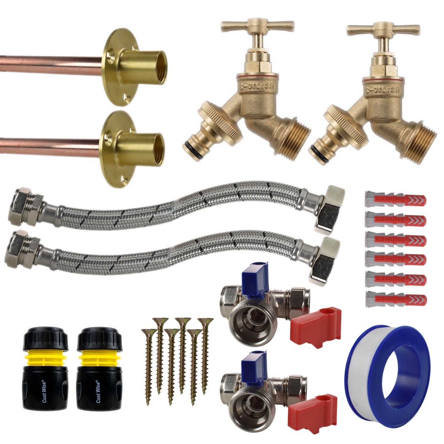 AP Supplies Brass Quick Connect Bib Tap STANDARD Connection Kit x2