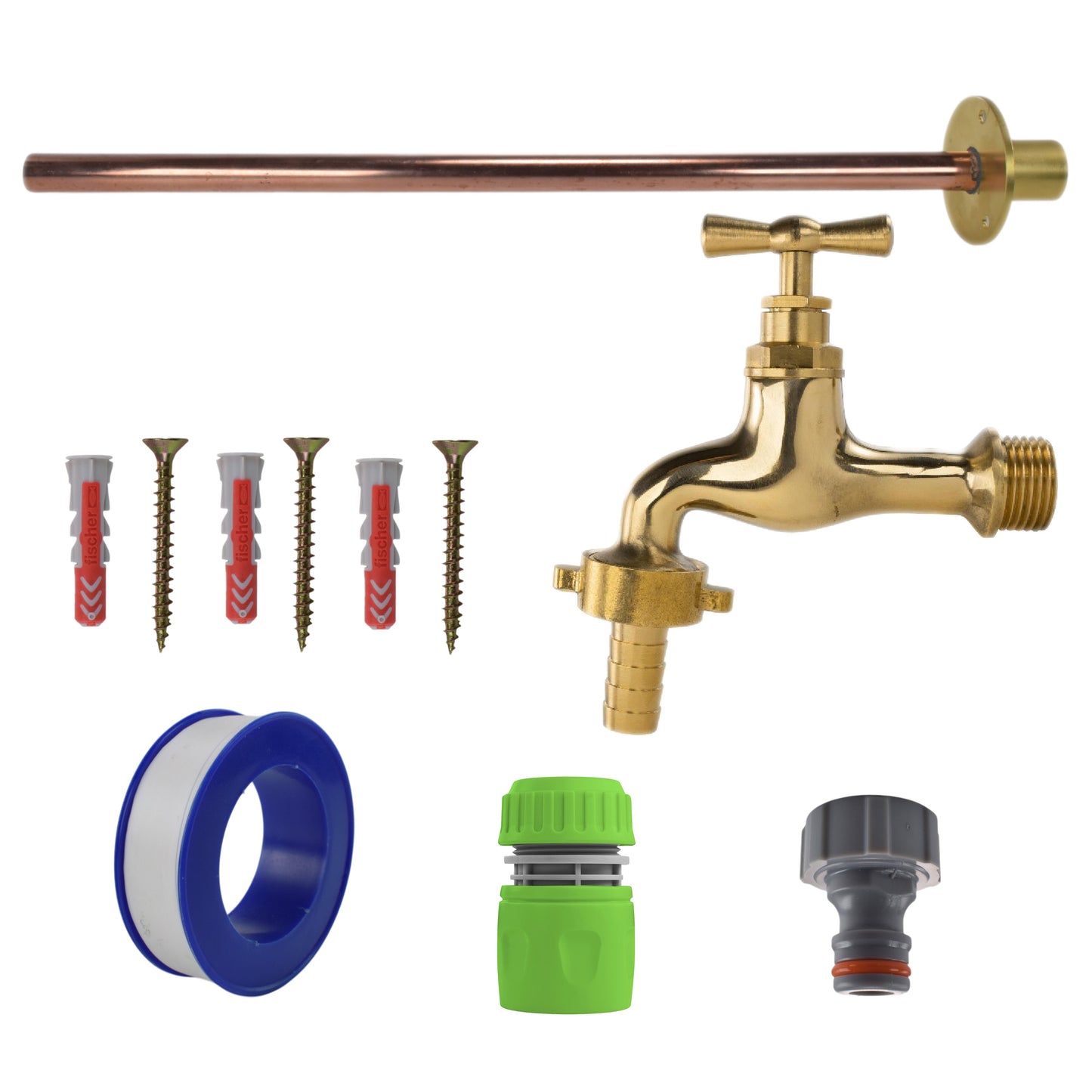 AP Supplies Polished Brass 13mm Barb Tap BASIC Connection Kit