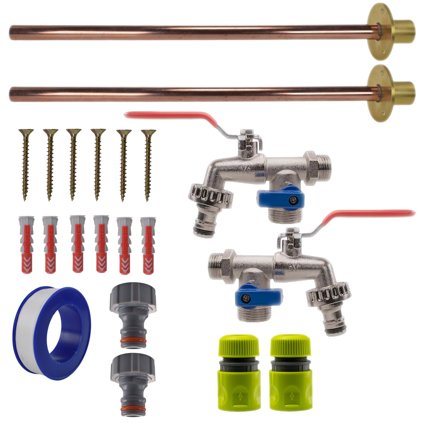 AP Supplies Double Lever Tap BASIC Connection Kit x2 - Kit with Black/Yellow Hose Connector