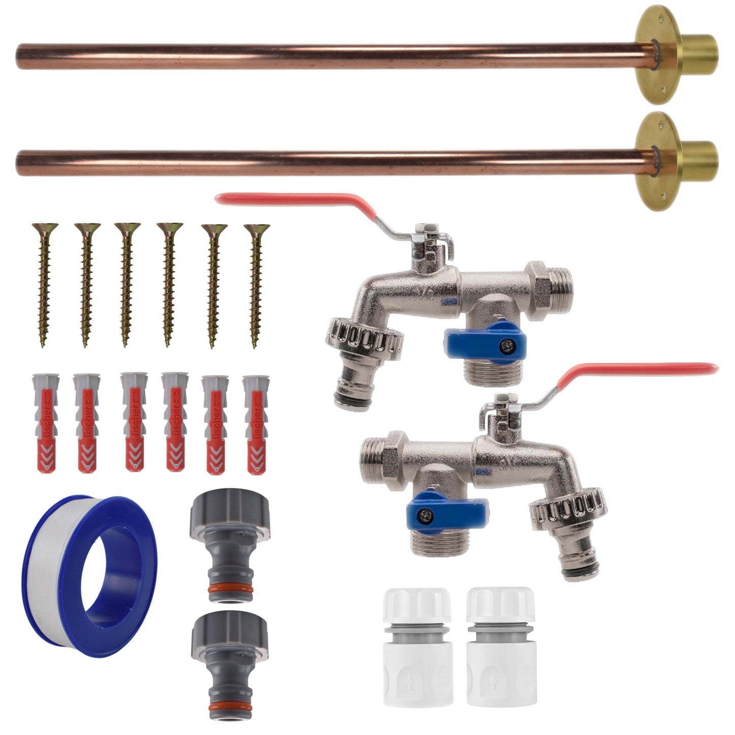 AP Supplies Double Lever Tap BASIC Connection Kit x2 - Kit with Black/Orange Hose Connector