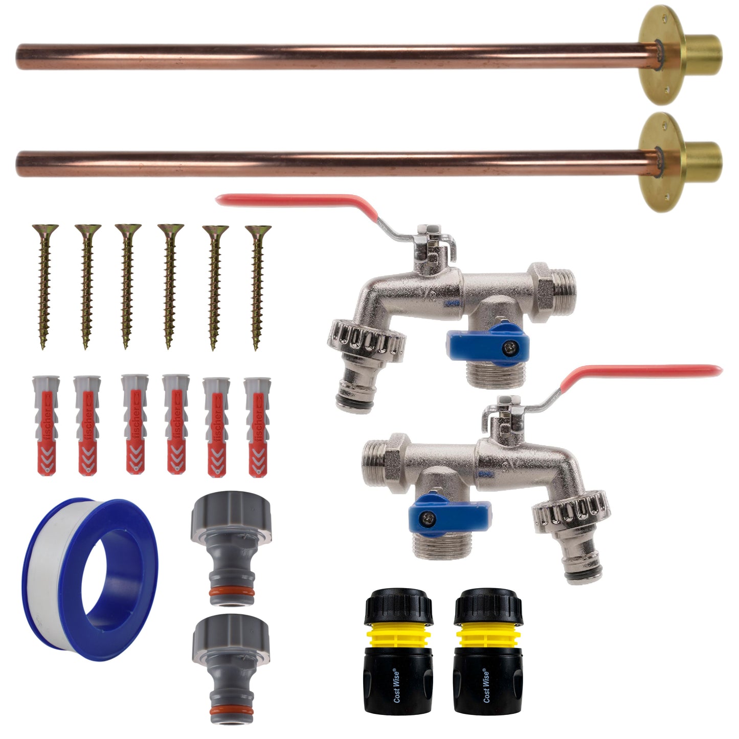 AP Supplies Double Lever Tap BASIC Connection Kit x2