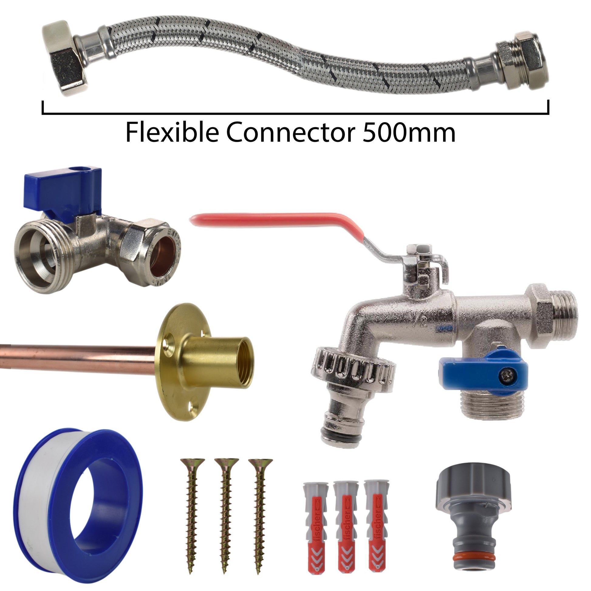 AP Supplies Double Lever Tap STANDARD Connection Kit - Kit with White Line Hose Connector