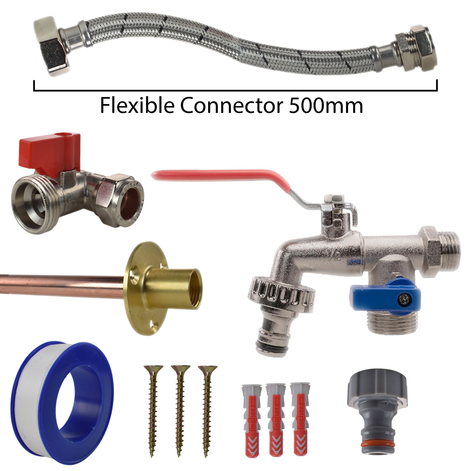 AP Supplies Double Lever Tap STANDARD Connection Kit - Kit with White/Grey Hose Connector
