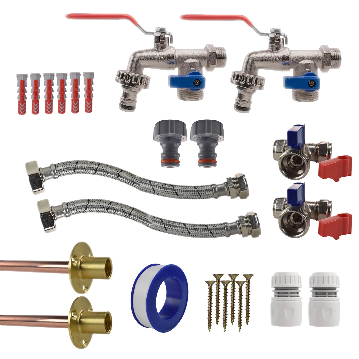 AP Supplies Double Lever Tap STANDARD Connection Kit x2