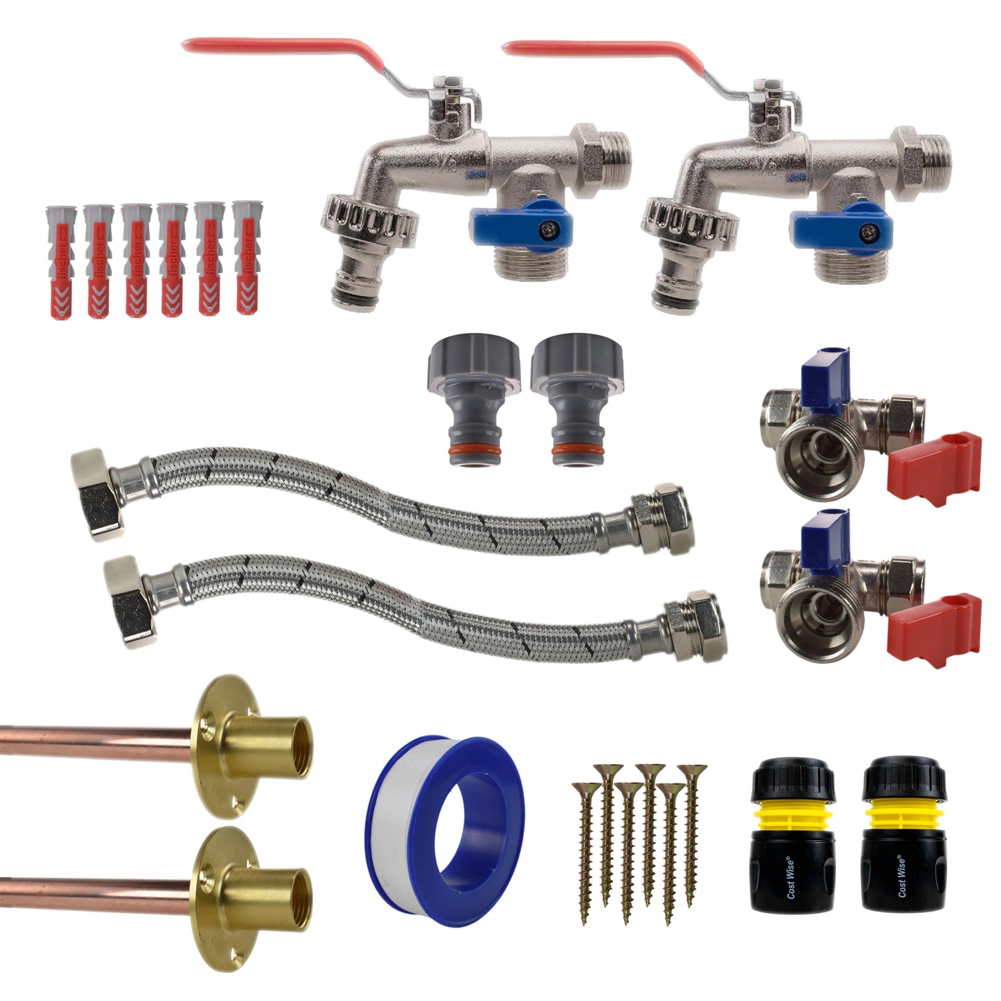 AP Supplies Double Lever Tap STANDARD Connection Kit x2