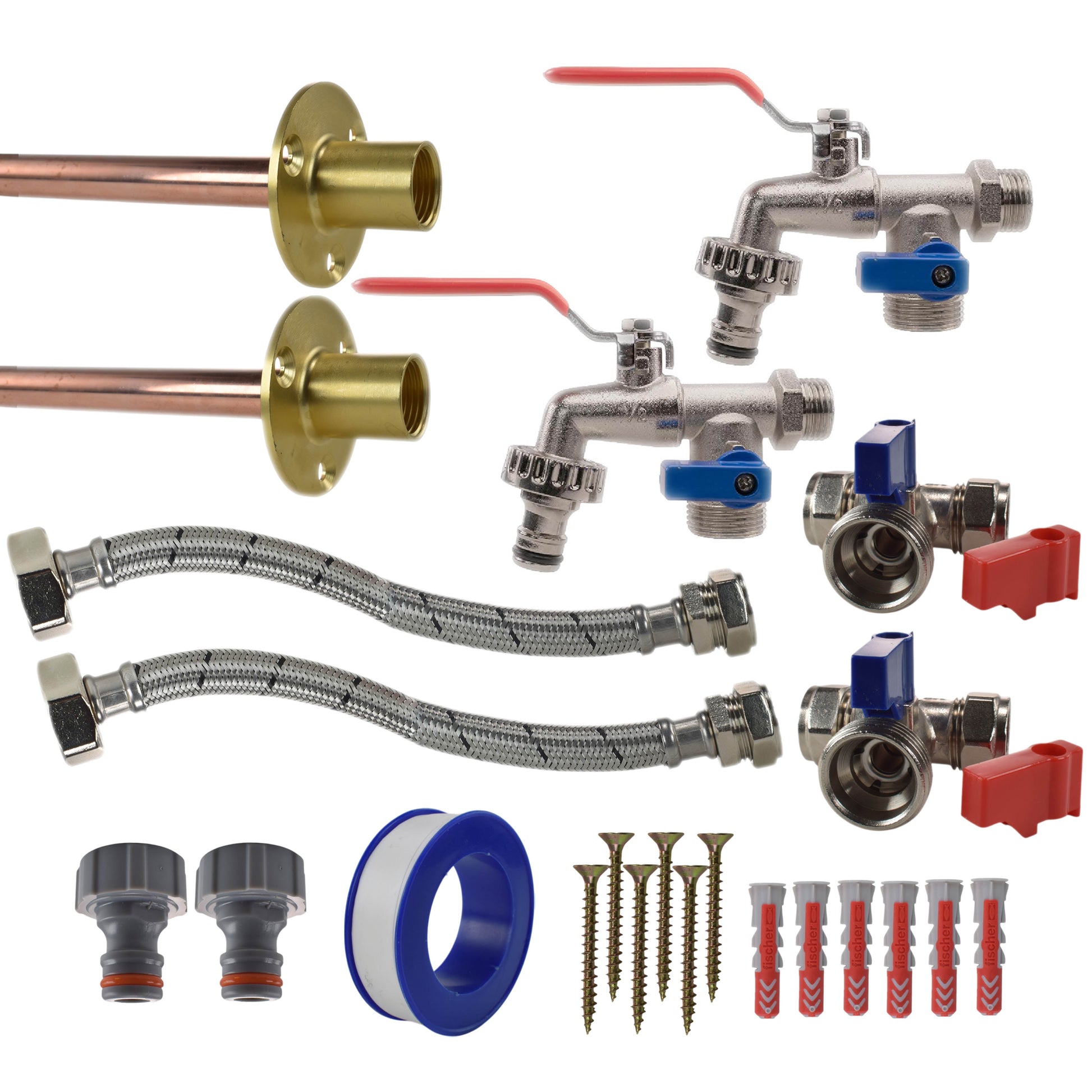 AP Supplies Double Lever Tap STANDARD Connection Kit x2 - Double Lever Tap Standard Tap Kit x2