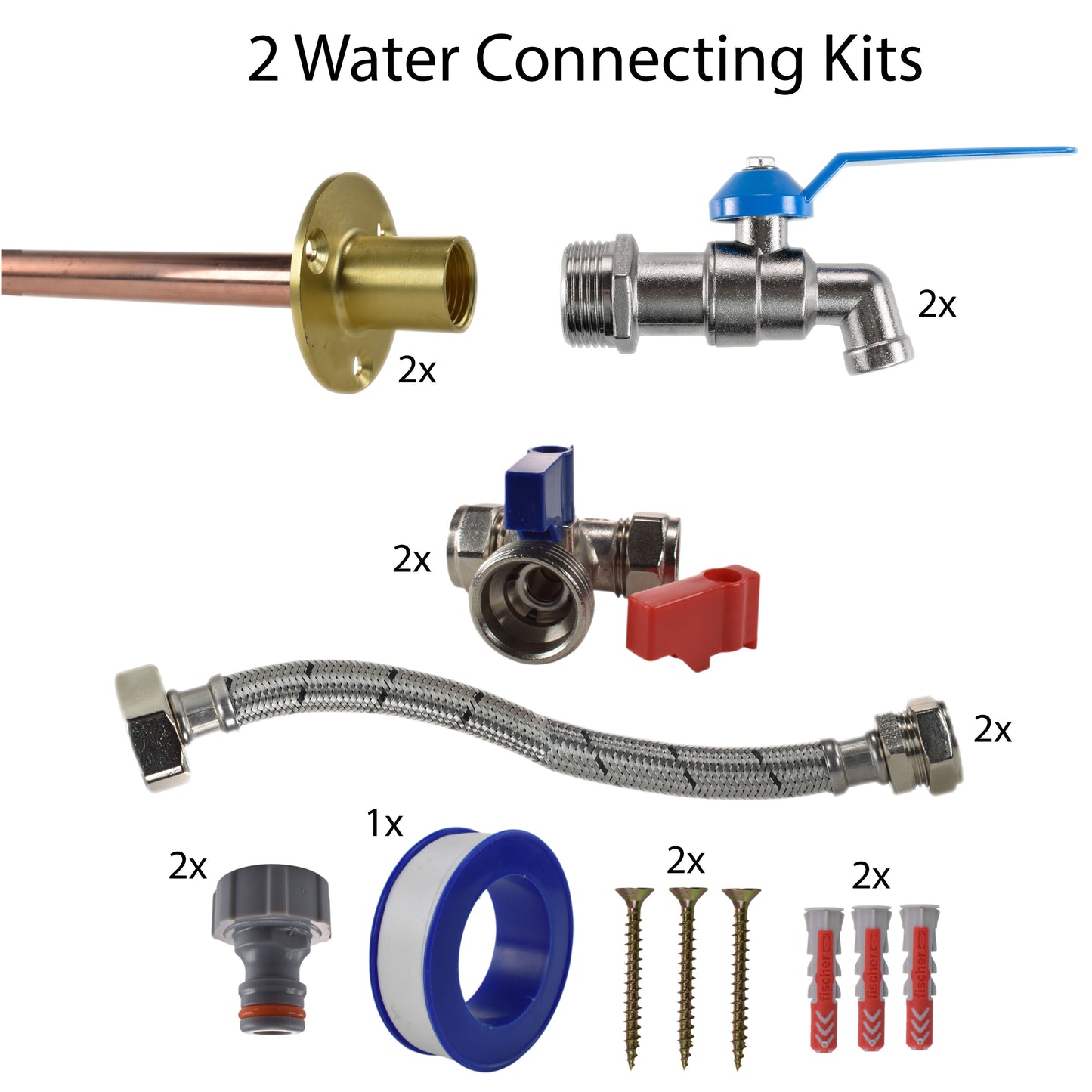 AP Supplies Simple Lever Tap STANDARD Connection Kit x2