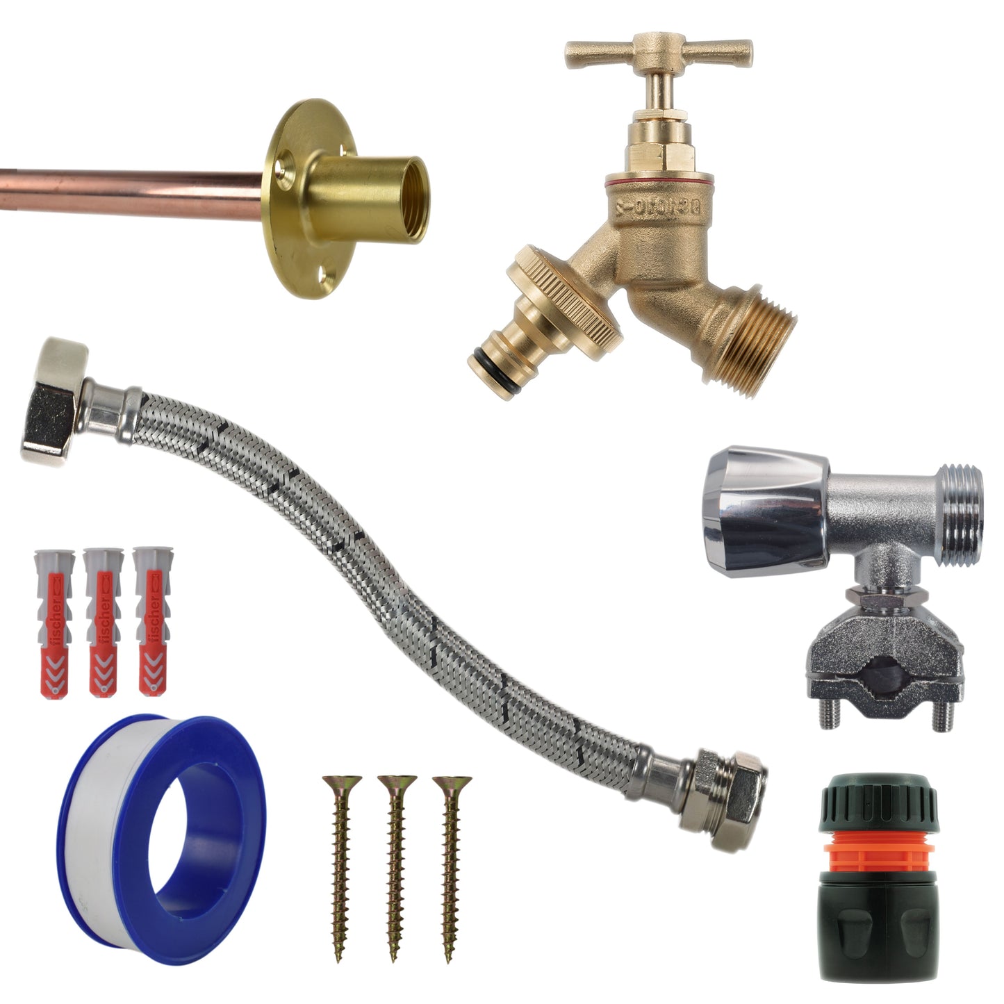 AP Supplies Brass Quick Connect Bib Tap FULL Connection Kit