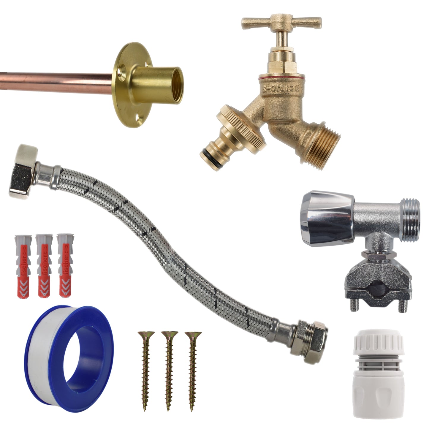 AP Supplies Brass Quick Connect Bib Tap FULL Connection Kit