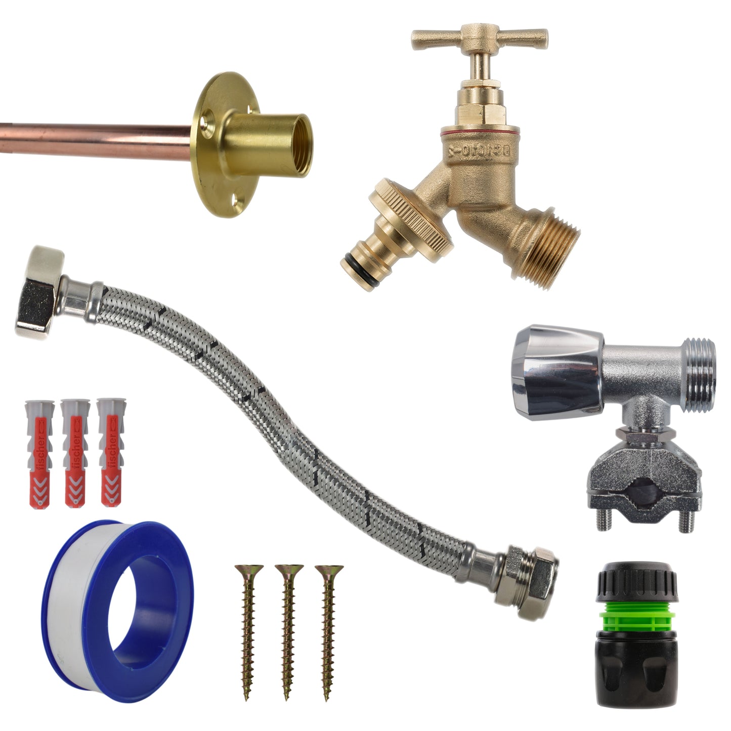 AP Supplies Brass Quick Connect Bib Tap FULL Connection Kit