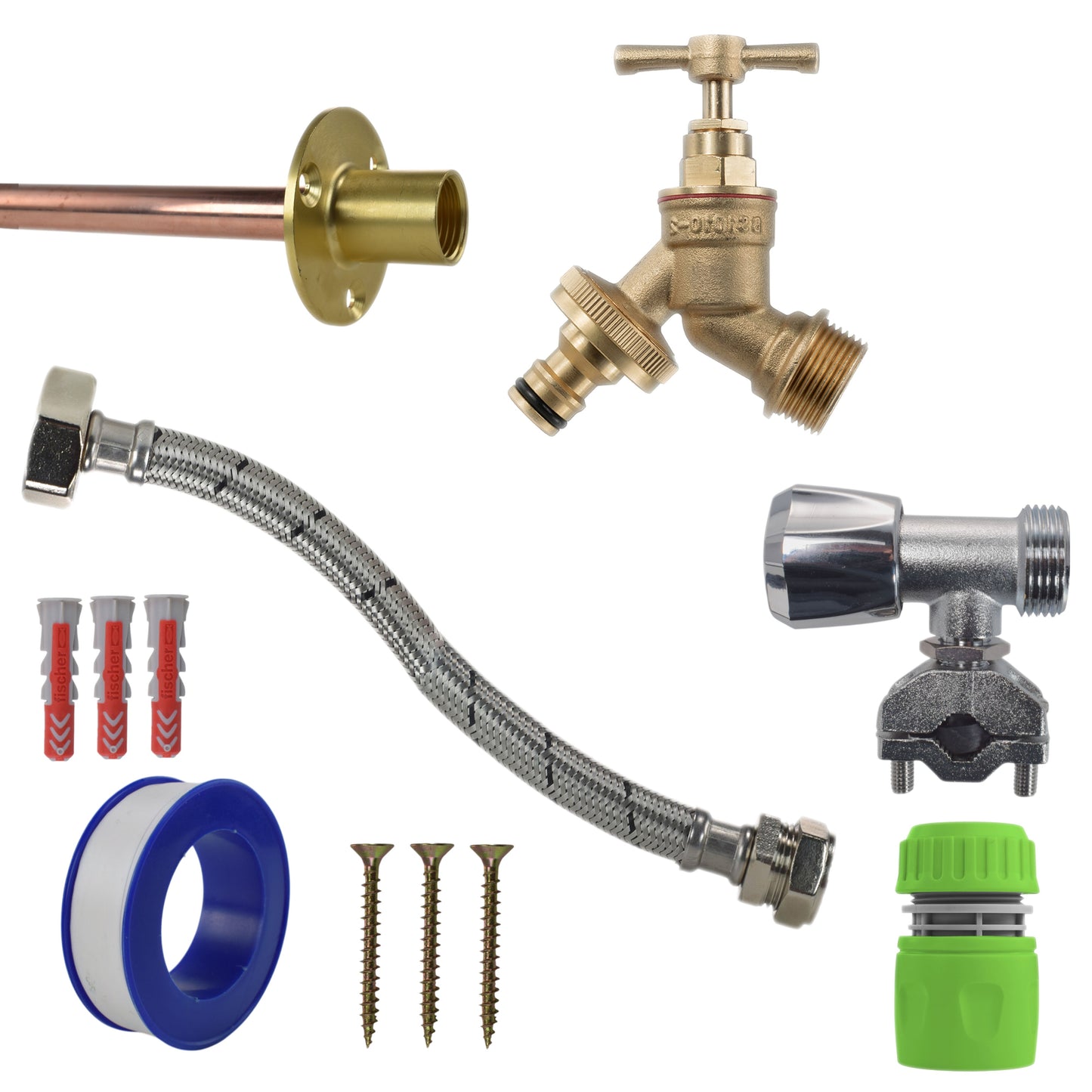 AP Supplies Brass Quick Connect Bib Tap FULL Connection Kit