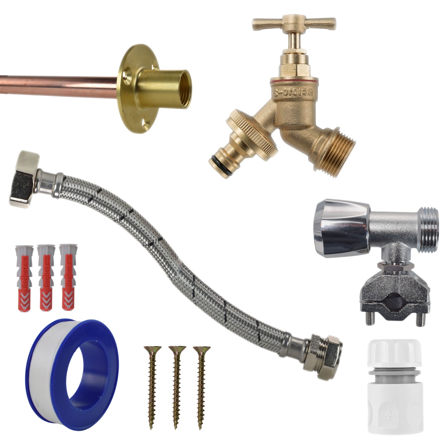 AP Supplies Brass Quick Connect Bib Tap FULL Connection Kit