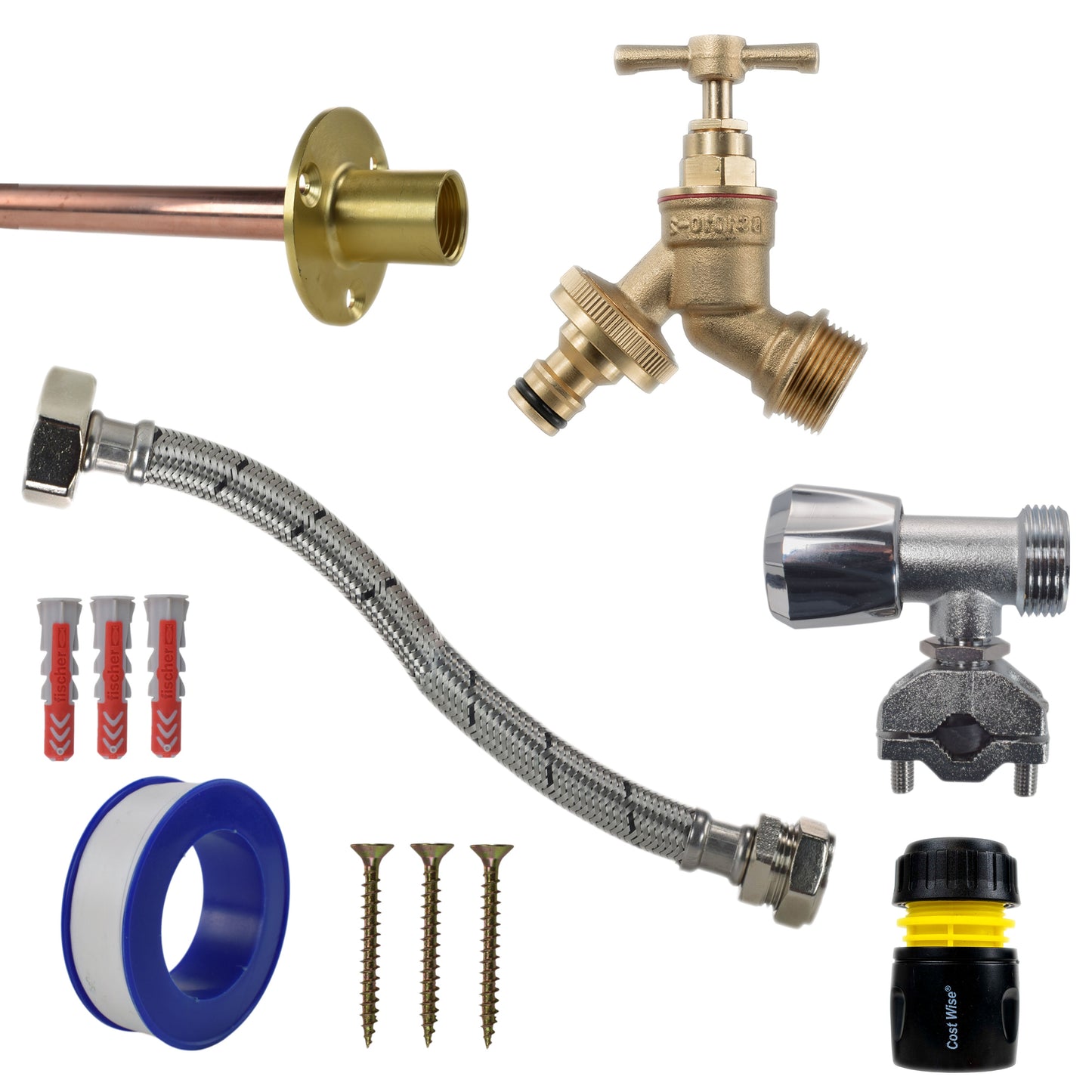 AP Supplies Brass Quick Connect Bib Tap FULL Connection Kit
