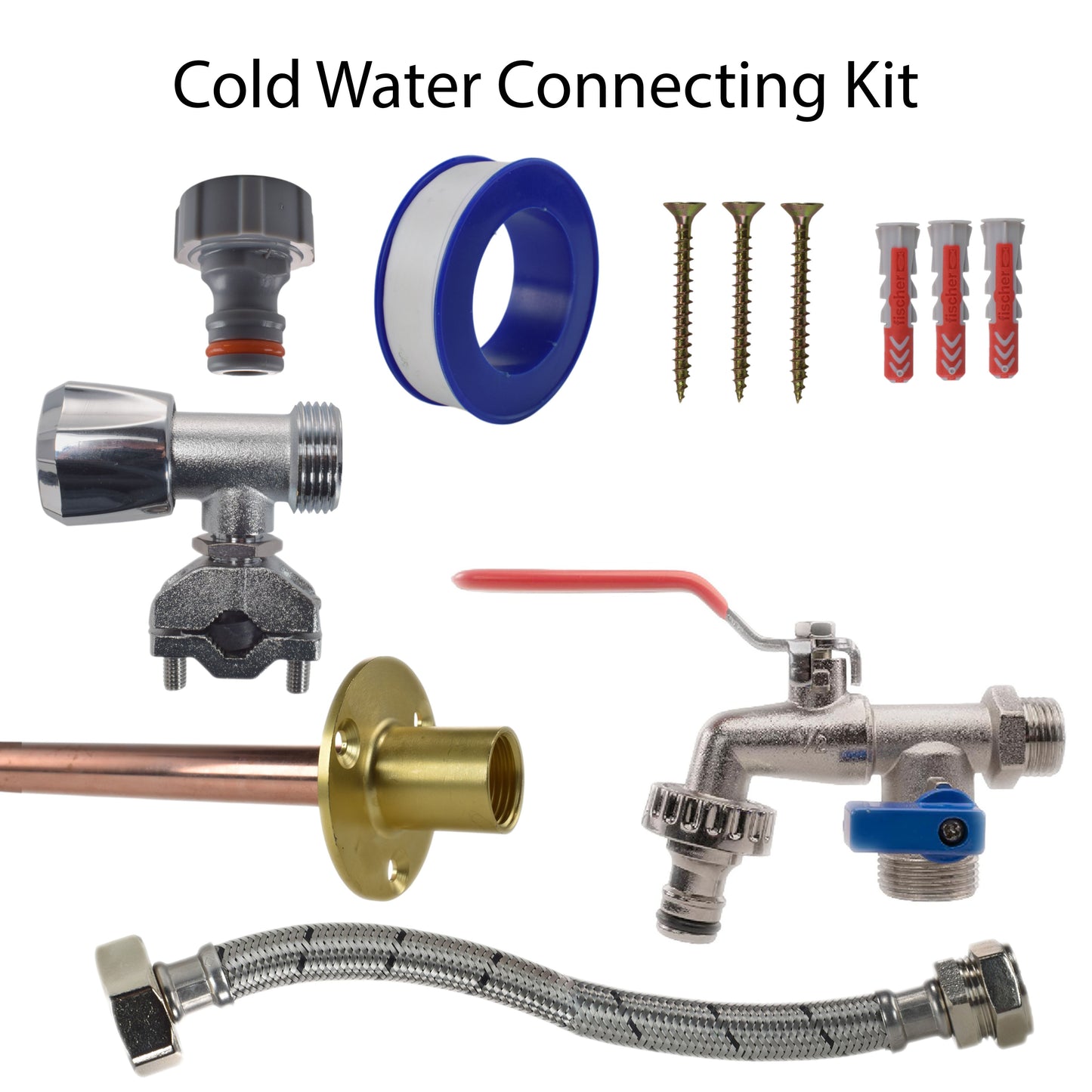 AP Supplies Double Lever Tap FULL Connection Kit - Kit with Lime/Grey Hose Connector