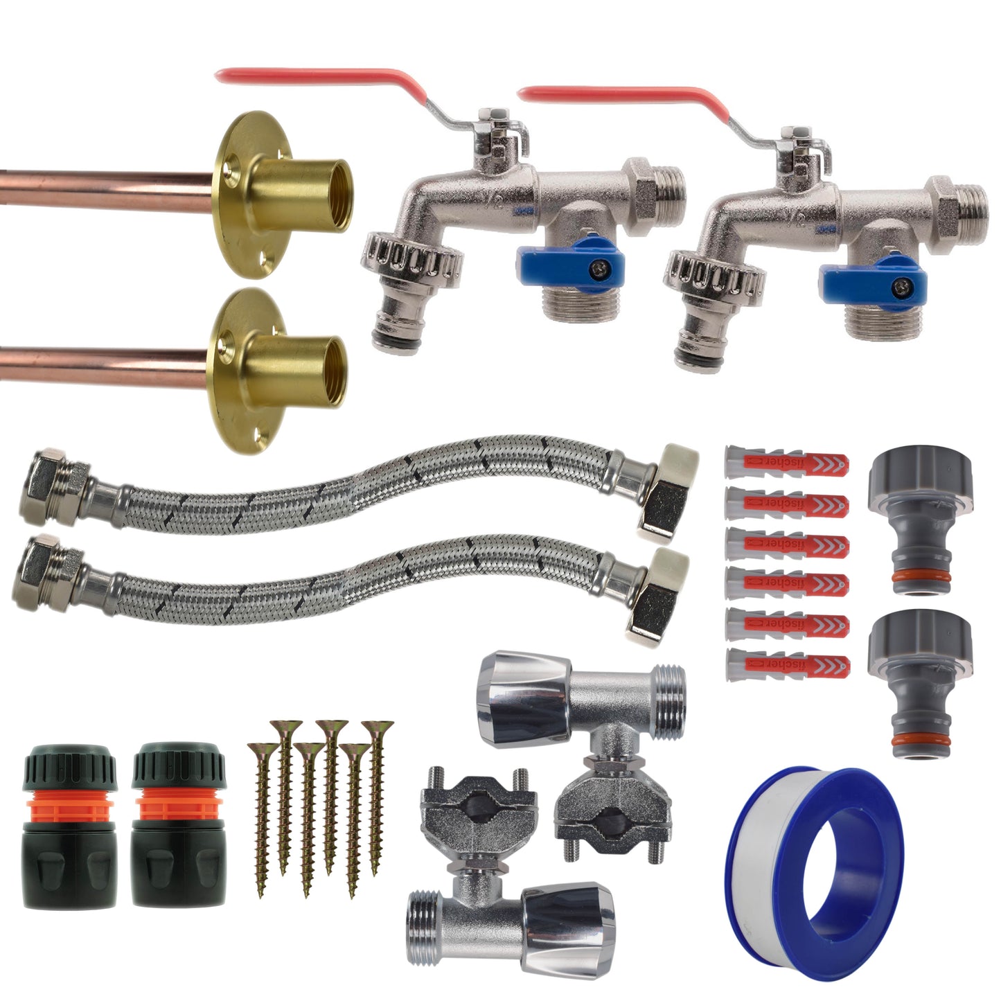 AP Supplies Double Lever Tap FULL Connection Kit x2